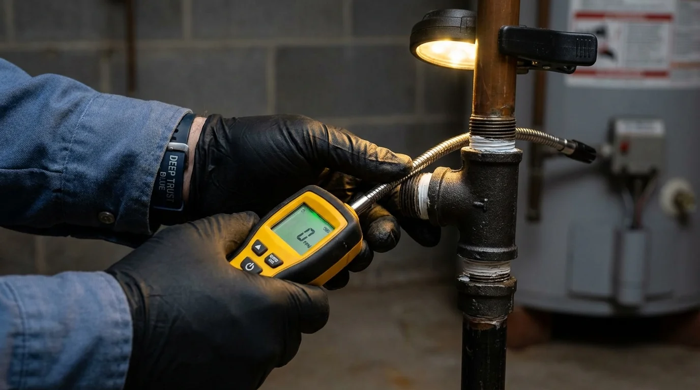 Gas leak detection with electronic sniffer by Johns Plumbing LLC in Bayamon